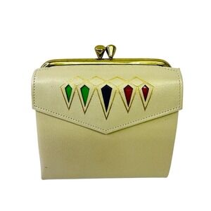 New Princess Gardner Leather Kiss Lock Coin Purse Wallet Genuine Cowhide Read